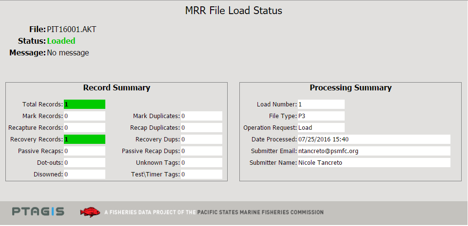MRR File Load Status
